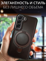 Business style чехол из кожи для SAMSUNG GALAXY S21 5G (не ULTRA/ FE/ PLUS!) с кольцом-подставкой и бархатной подкладкой