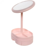 Зеркало настольное с подсветкой и органайзером «Beauty», цвет розовый, USB, 35*18см