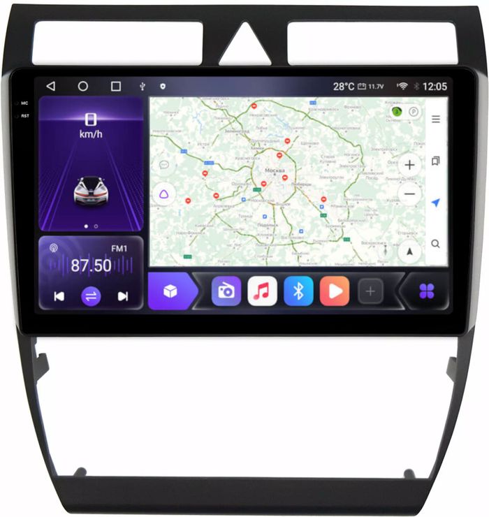 Магнитола для Audi A6 2001-2004 - Kuberg OL-9969 QLed+2K, Android 12, Быстрая, CarPlay, 4G SIM-слот