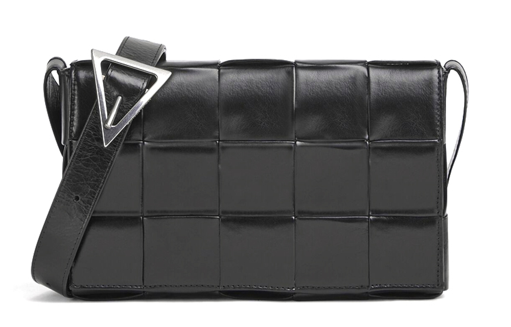 Bottega Veneta Cassette Intreccio Crossbody Bag Medium Black