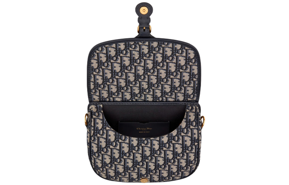 DIOR Bobby Jacquard Fabric Crossbody Bags Medium Women"s Denim Blue