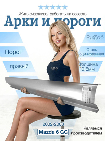 Порог правый Mazda 6 GG 2002-2008 (0,8мм)