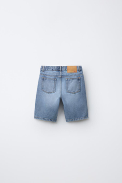 ZARA ПРЯМЫЕ ДЖИНСОВЫЕ ШОРТЫ, СИНИЙ