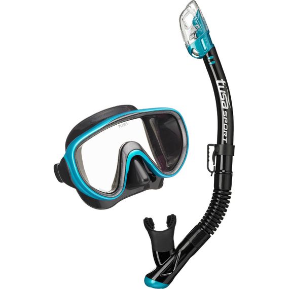 Набор маска+трубка в сумке TUSA Sport UCR-1625 Black Series черный/голубой