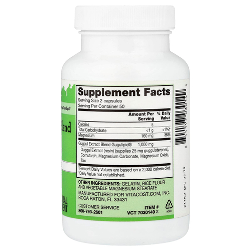 Vitacost, смесь экстрактов гуггула, 100 капсул (500 мг в 1 капсуле)