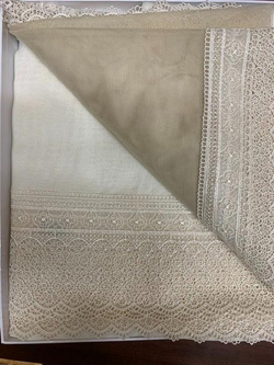 Набор скатертей 2шт 170х280 и 120х220 и 12 салфеток Gamba 1022 Macrame Panna шампань