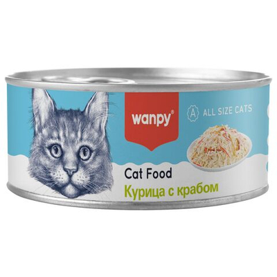Wanpy Cat Консервы для кошек "Курица с крабом" 24 шт по 95 г
