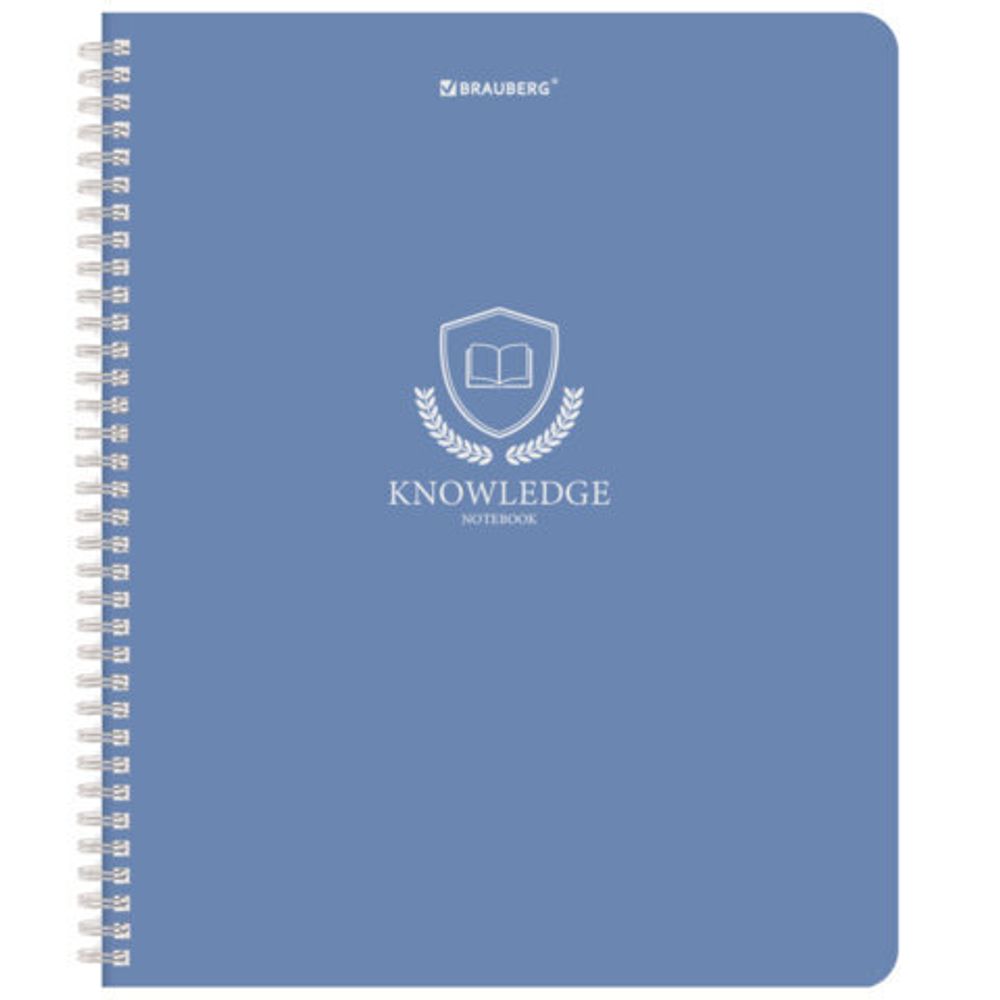Тетрадь А5, 48 л., BRAUBERG, гребень, клетка, матовая ламинация, "Knowledge" (микс в спайке), 405324