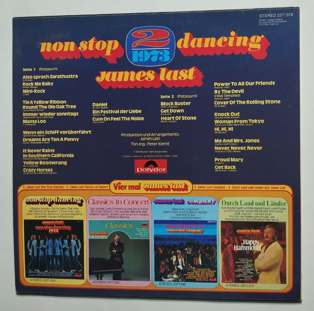 Винтажная виниловая пластинка LP James Last Non Stop Dancing 1973/2 (Germany 1973)
