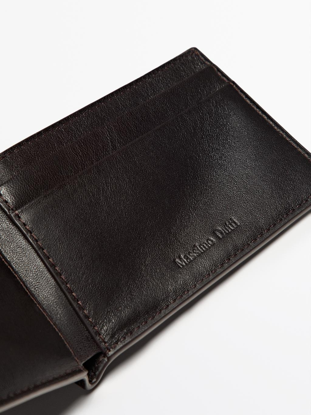 Massimo Dutti Горизонтальный кошелек из кожи наппа, коричневый