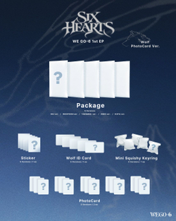 (ПРЕДЗАКАЗ) Альбом WE GO-6 - SIX HEARTS 1st Mini Album WOLF PHOTOCARD 5 Version SET
