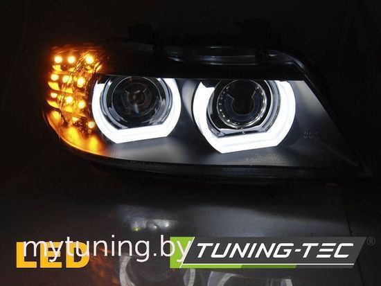 Передние фары для BMW 3 E90 / E91 (09-11) черные под штатный ксенон