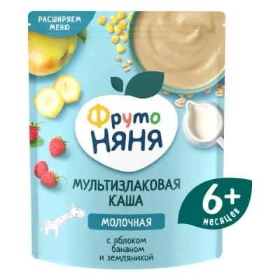 Каша Фрутоняня мол Мультизлак яблоко банан земляника 200г, с 6 месяцев