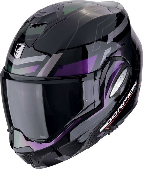 Купить Мотошлем Трансформер Scorpion EXO EXO Tech Evo Conquer / Черно-фиолетовый