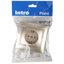 Розетка Intro Plano 1-201-04 без заземления 2P 16А-250В IP20 СУ шампань | Intro