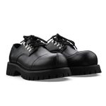 HANQIAORIJI Black Blood Collection Cow Split Leather Casual Leather Shoes Unisex Black
