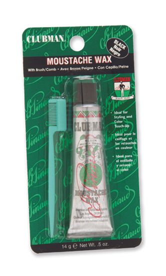 Clubman Moustache Wax Black Воск для укладки и подкрашивания бороды с щеточкой (черный),15 мл (W)