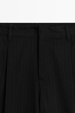 Massimo Dutti Брюки с широкими штанинами в тонкую полоску, черный