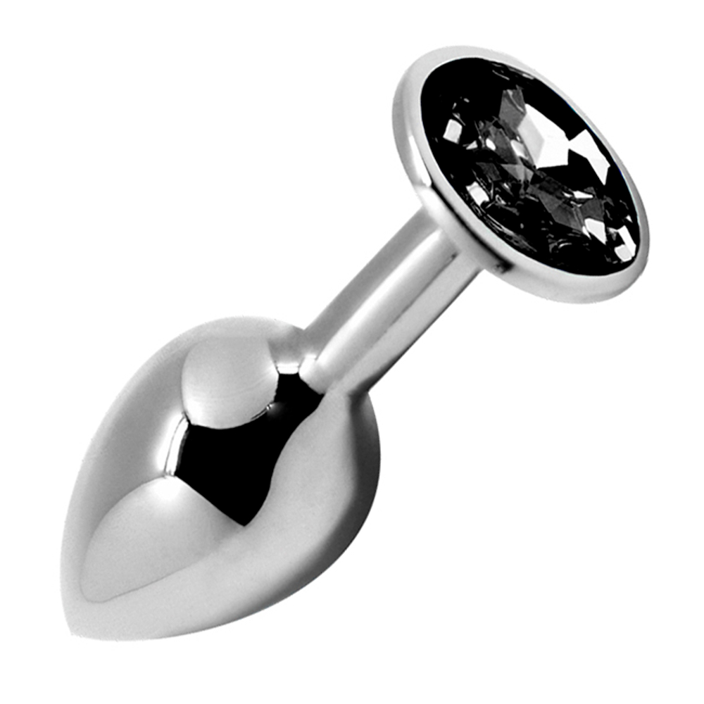 Металлическая анальная пробка 7см с черным кристаллом Cnex Alive Mini Black Crystal Metal Anal Plug Size S