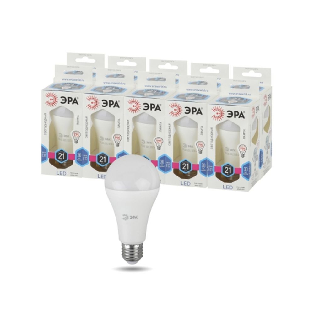 Лампа светодиодная ЭРА STD LED A65-21W-840-E27 21Вт груша нейтральный белый свет Е27 | Лампы cветодиодные Груша (A)