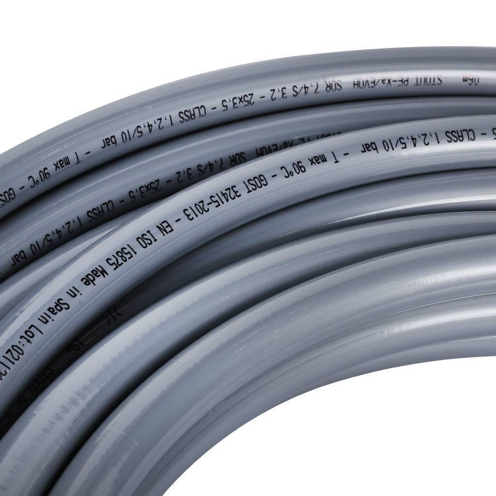 Труба из сшитого полиэтилена STOUT PEX с кислородным слоем, 25х3,5 (бухта 30 метров), серая