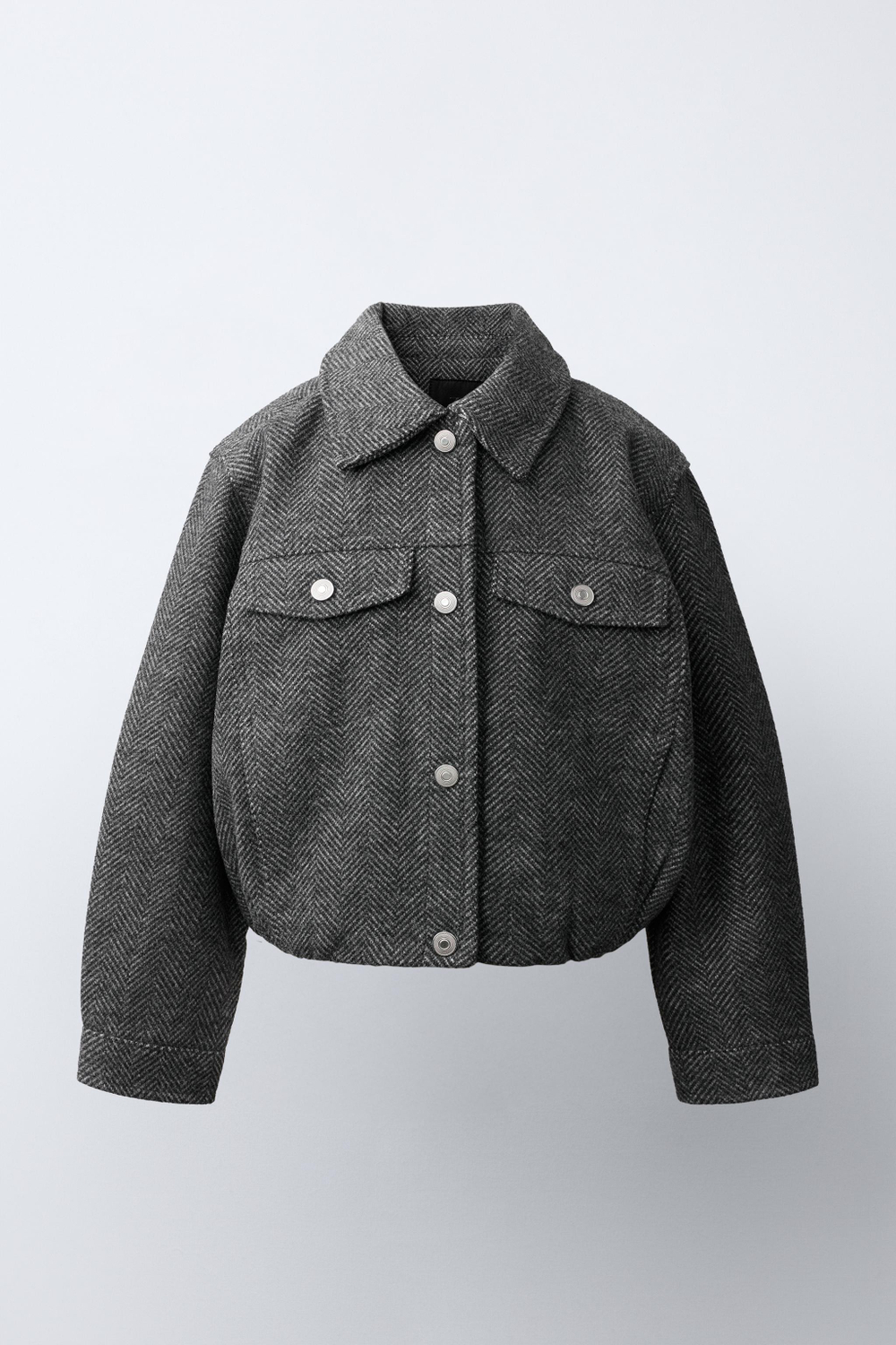 ZARA КУРТКА SOFT С ОБЪЕМНЫМ НИЗОМ, ЧЕРНЫЙ/БЕЛЫЙ