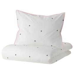 IKEA VÄNKRETS  (ИКЕА ВЭНКРЕТС)  -  Пододеяльник и наволочка - рисунок в горошек белый/розовый 150x200/50x60 см