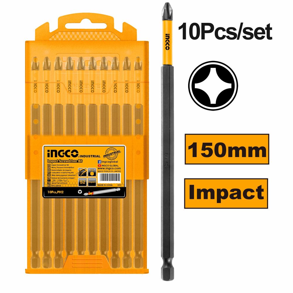 Биты ударные IMPACT РН2х150мм 10 шт. INGCO SDBIM11PH263 INDUSTRIAL