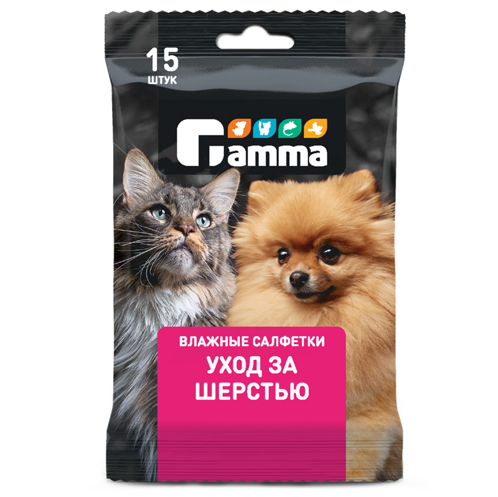 Gamma Салфетки влажные "Уход за шерстью", 150×160мм