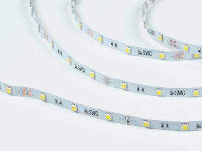 Светодиодная лента 5050, 30 LED/м, 7,2 Вт/м, 12В , IP20, Цвет: Холодный белый, SWG530-12-7.2-W-M