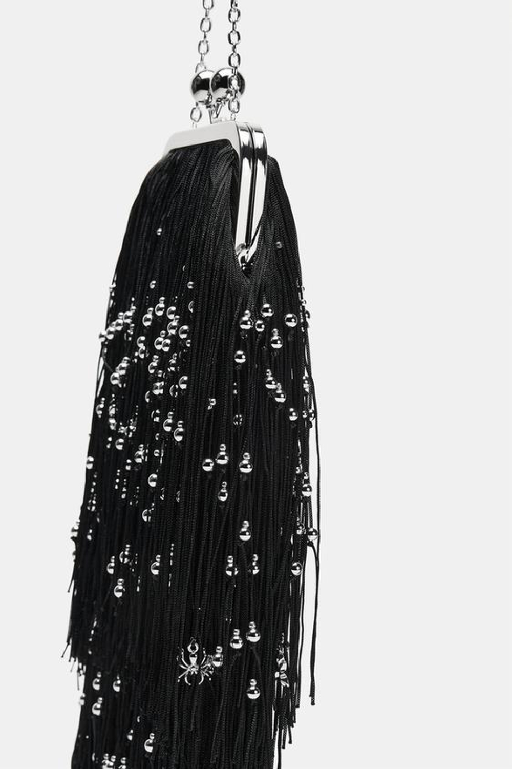 ZARA СУМКА С БУСИНАМИ, ЧЕРНЫЙ