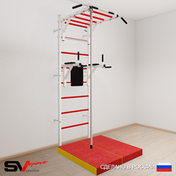 Шведская стенка Sv Sport 5404 (Турник рукоход/Брусья/Канат/Мат 1м)