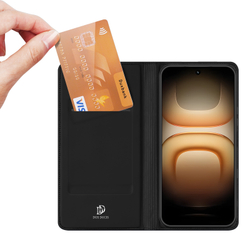 Чехол книжка из кожи черного цвета для Infinix Hot 70 Pro, серия Skin Pro Series от Dux Ducis