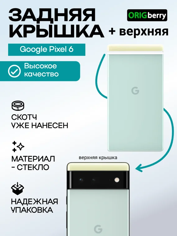 Комплект задняя и верхняя крышка для Google Pixel 6 зеленая (Sorta seafoam)
