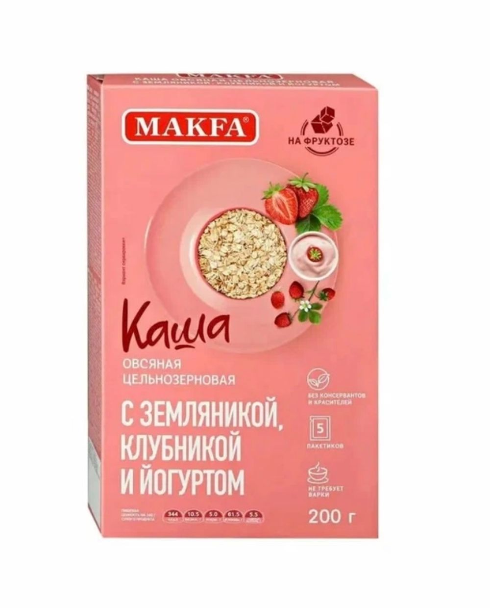 Каша Макфа овсяная цельноз на фруктозе клуб йогурт 200г, шт