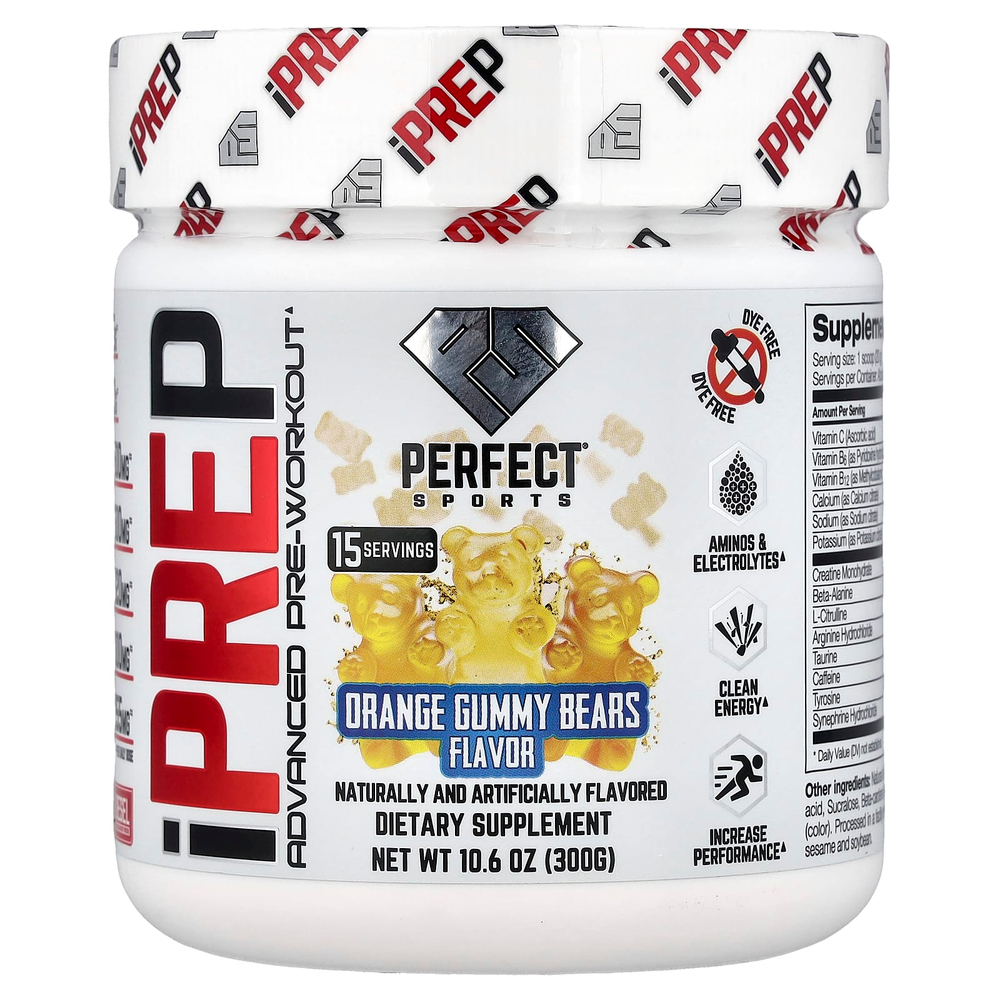 PERFECT Sports, iPrep, Advanced Pre-Workout, апельсиновые мармеладки, 300 г (10,6 унции)