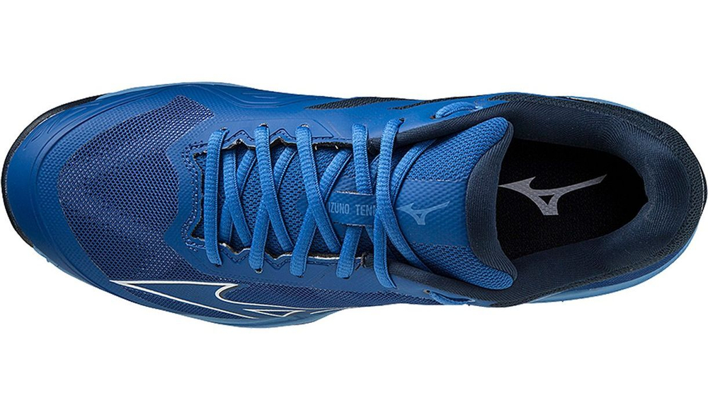 Мужские кроссовки теннисные Mizuno Wave Exceed Light AC - white/cherry tomato/moroccan blue
