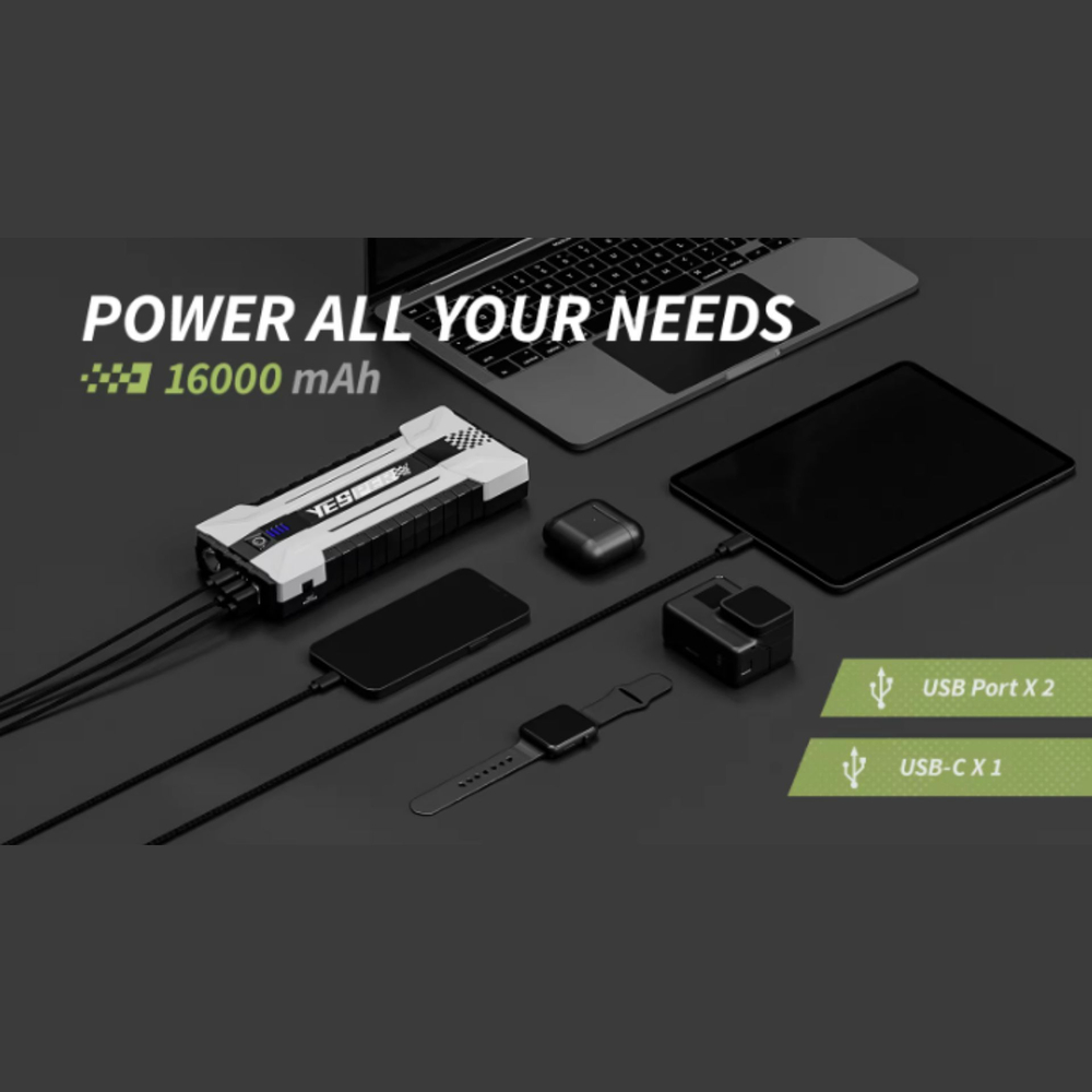 Устройство пусковое портативное бустер Yesper 16000mAh 59.2Wh Peak 2160A,  500A Model:speed2160 BLUE