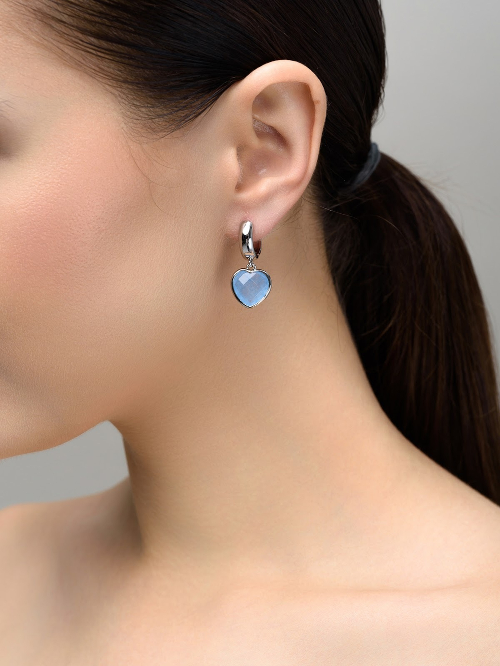 Серьги  silver с голубым агатом