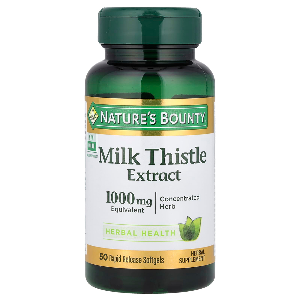 Nature's Bounty, экстракт расторопши, 1000 мг, 50 капсул с быстрым высвобождением