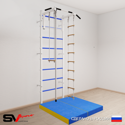 Шведская стенка Sv Sport 5164 (Турник стандарт/Канат/Лестница/Трапеция/Мат 1м)