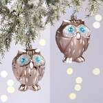 Елочные игрушки «Brilliant Owl» 8 см (набор 2 шт), Шампань