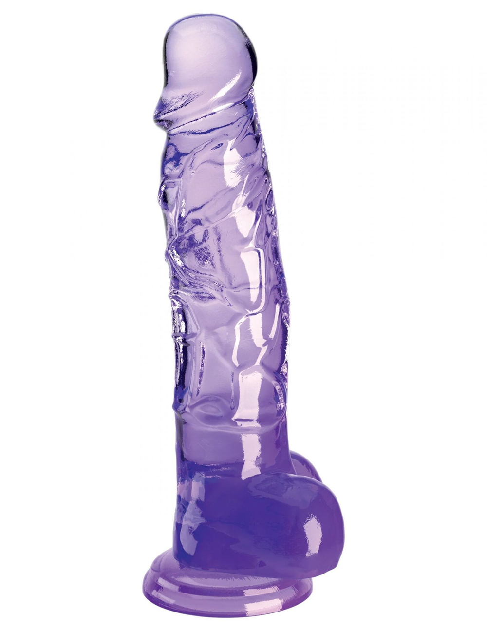 Фиолетовый фаллоимитатор с мошонкой на присоске 8’’ Cock with Balls - 22,2 см. (Цвет: фиолетовый)