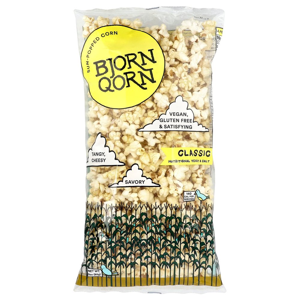 BjornQorn, кукуруза, обжаренная на солнце, классическая, 85 г (3 унции)