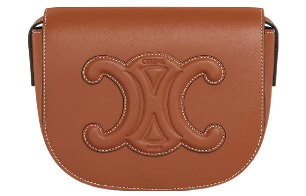 CELINE Cuir Triomphe Smooth Cow Leather Shoulder Bag, Crossbody Bag Women"s Tawny