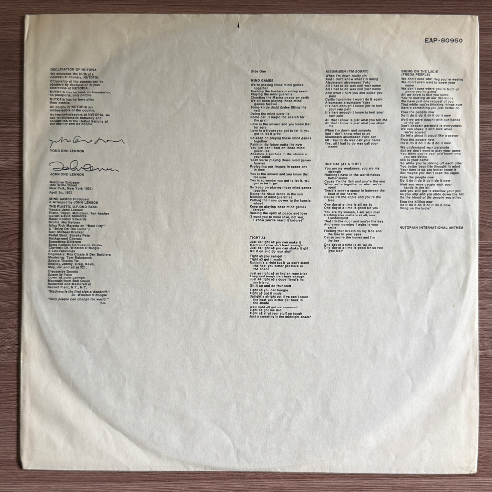 Виниловая пластинка John Lennon – Mind Games LP