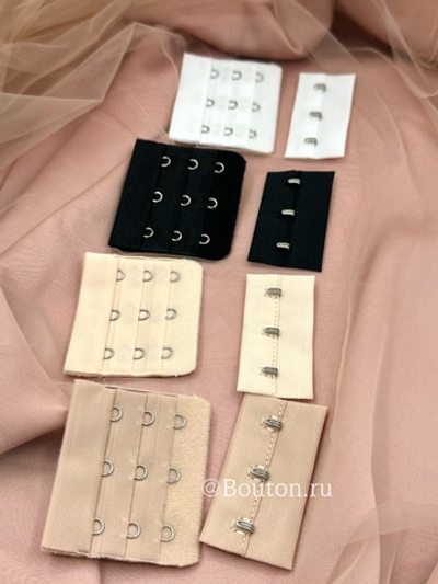 Застежка для бюстгальтера бежевая 3 ряда 9 петель 3 крючка 5х5,5 см