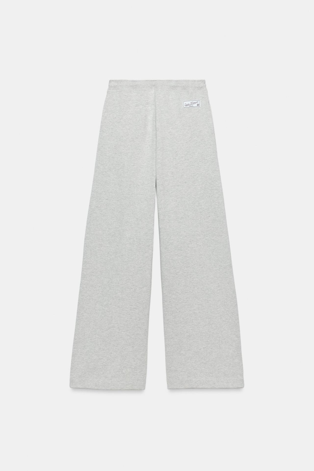 ZARA ШИРОКИЕ ТРИКОТАЖНЫЕ БРЮКИ, СЕРЫЙ МЕЛАНЖ
