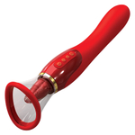 Двухсторонний вибростимулятор с помпой и язычком PipeDream Fantasy for Her Ultimate Pleasure Dual 24K Gold Luxury Edition Oral Sex Simulator Red 494315