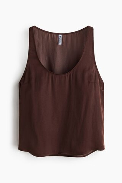 Шифоновый топ с глубоким круглым вырезом - H&M